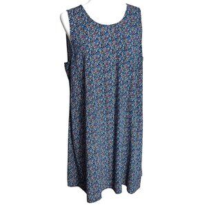 Gap Dress Black Print Rayon Swing Shift Jumper Pockets Midi Womens M/L